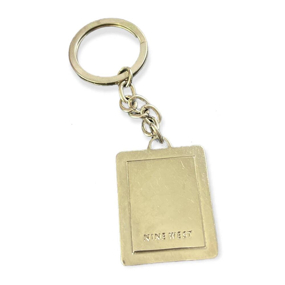 Nine West Bag Purse Accessory Fob Hang Tag Silvertone Metal Key Chain